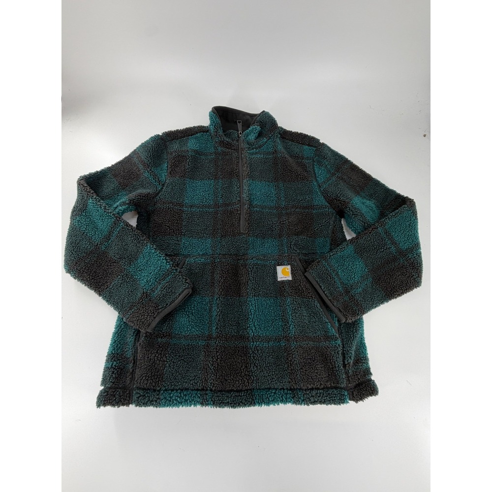 Carhartt Men’s Loose Fit Fleece Pullover OJ6443-M Green Plaid Size Small S New